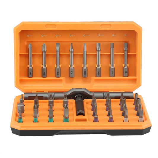 A 42-piece set Orange Insulated Screwdriver Set - Multi-Bit Electrician's