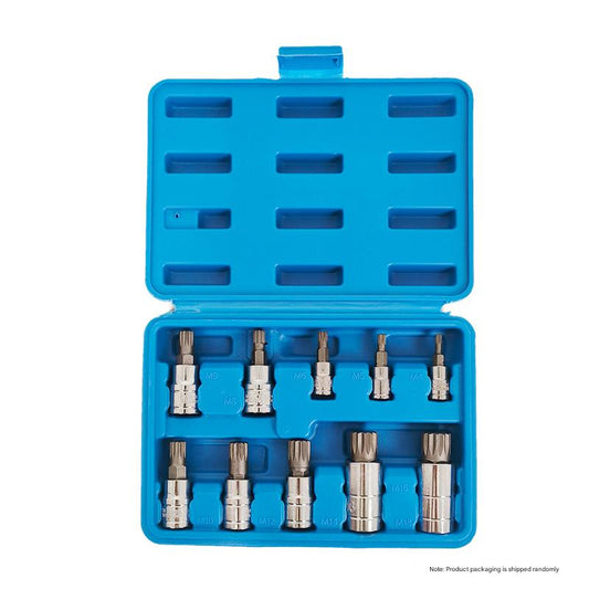 10-Piece M-Type Spline Bit Socket Set - Chrome Steel, Polished & Quenched