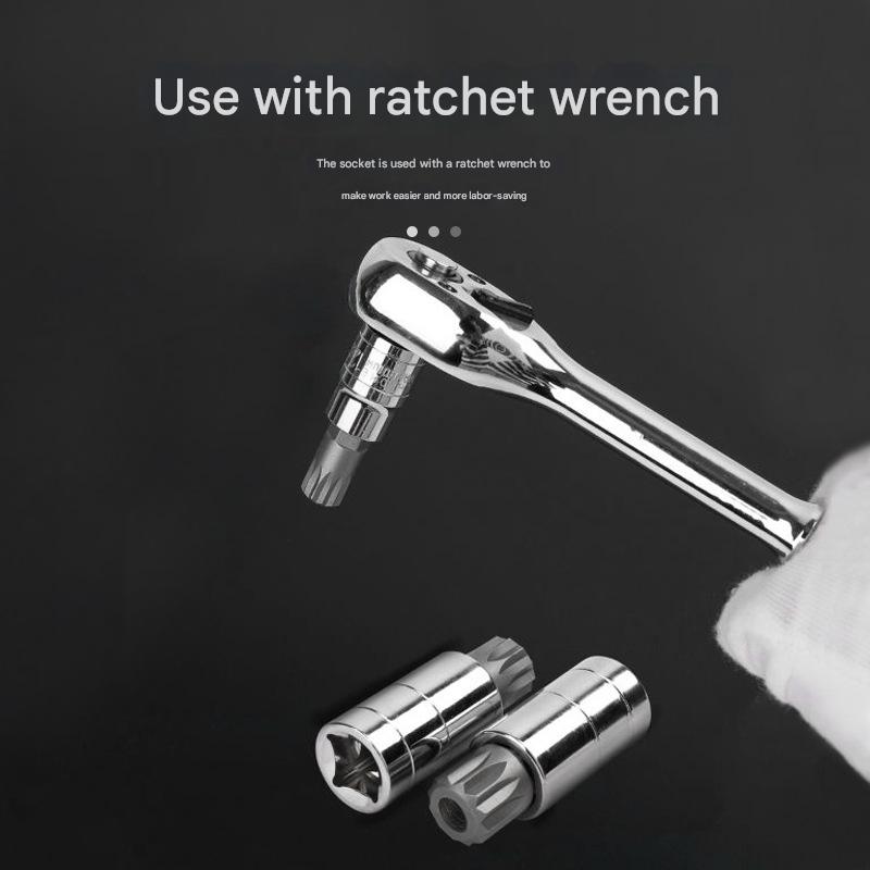 10-Piece M-Type Spline Bit Socket Set - Chrome Steel, Polished & Quenched
