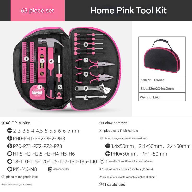 63-Piece Essential Home Repair Tool Kit with Portable Zipper Case