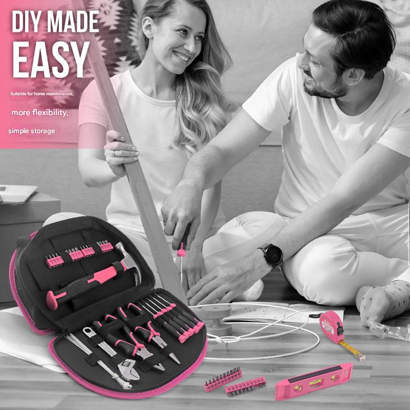 63-Piece Essential Home Repair Tool Kit with Portable Zipper Case