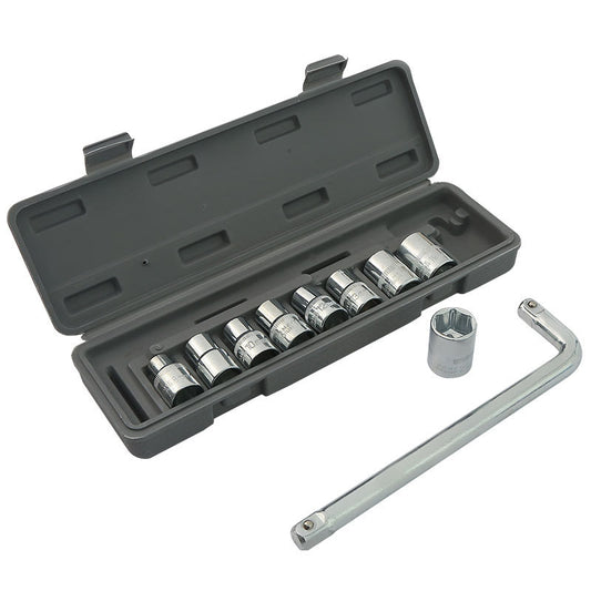 Two 10-piece L-shaped socket wrench sets - 1/2" drive chrome