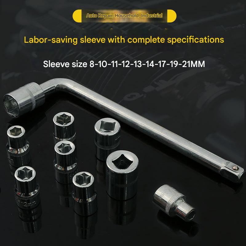 Two 10-piece L-shaped socket wrench sets - 1/2" drive chrome