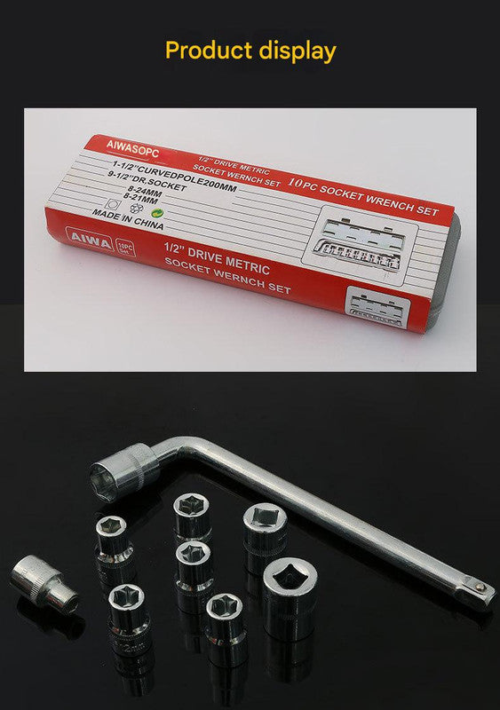 Two 10-piece L-shaped socket wrench sets - 1/2" drive chrome