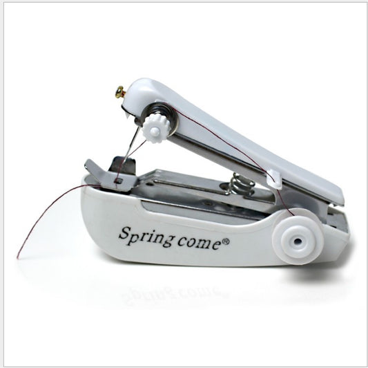 2 Pcs White Portable Mini Handheld Sewing Machine - Manual Stitching Tool