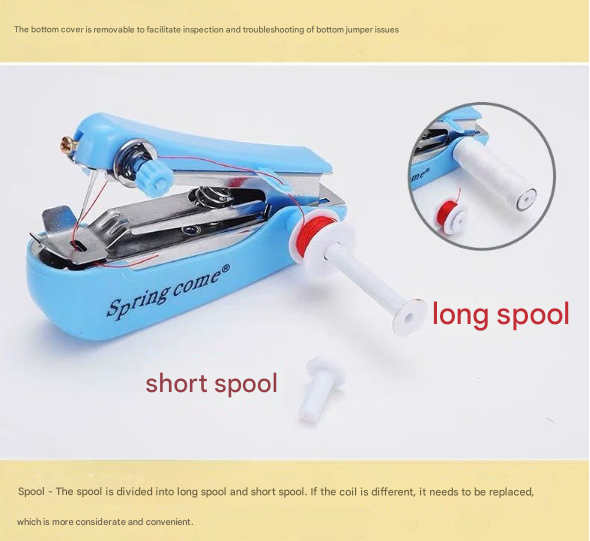 2 Pcs Blue Portable Mini Handheld Sewing Machine - Manual Stitching Tool