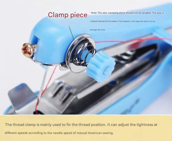 2 Pcs Blue Portable Mini Handheld Sewing Machine - Manual Stitching Tool
