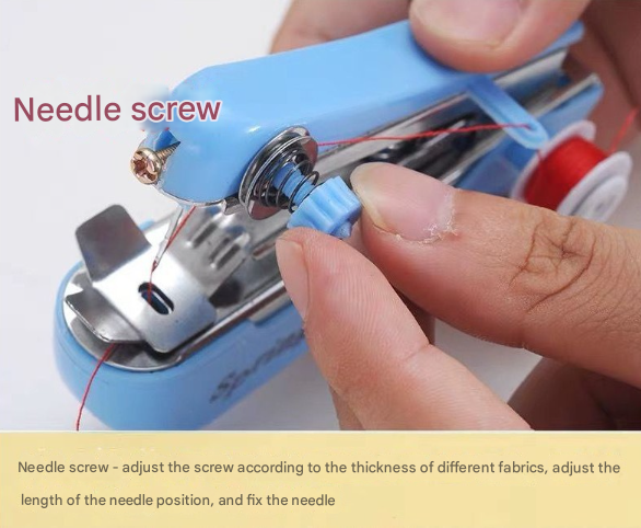 2 Pcs Red Portable Mini Handheld Sewing Machine - Manual Stitching Tool