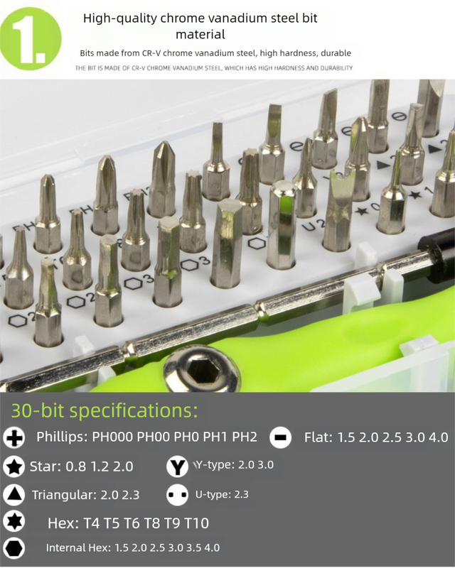 Green 32-in-1 Precision Screwdriver Set - Magnetic Repair Tool Kit