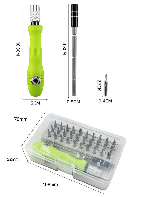 Green 32-in-1 Precision Screwdriver Set - Magnetic Repair Tool Kit