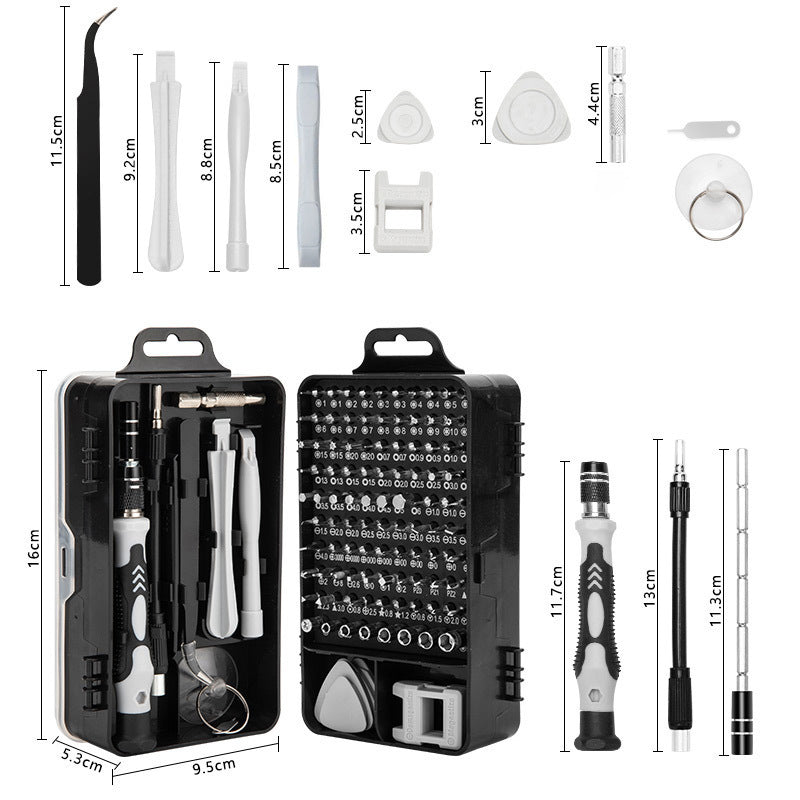 Grey Professional 115-in-1 Precision Screwdriver Set - Magnetic Repair kit