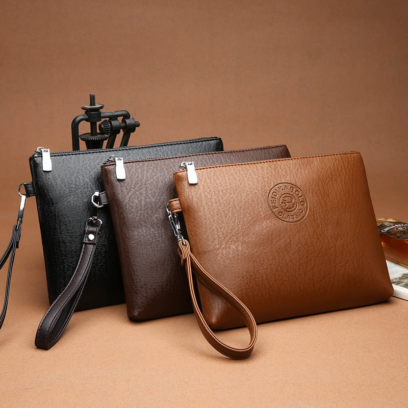 Black Classic Men's PU Leather Clutch Bag