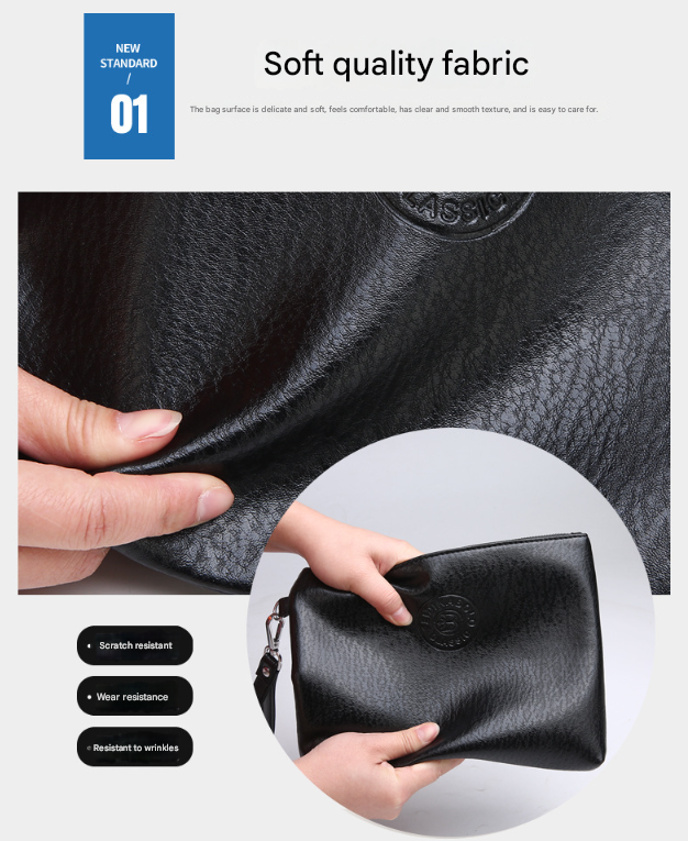 Black Classic Men's PU Leather Clutch Bag
