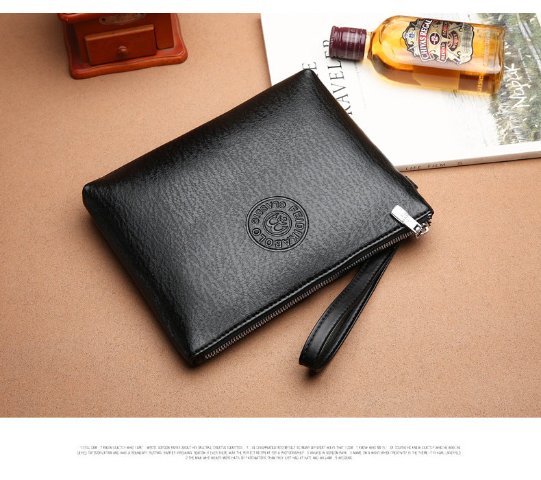 Black Classic Men's PU Leather Clutch Bag