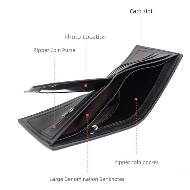 Black Men's PU Leather Bifold Wallet