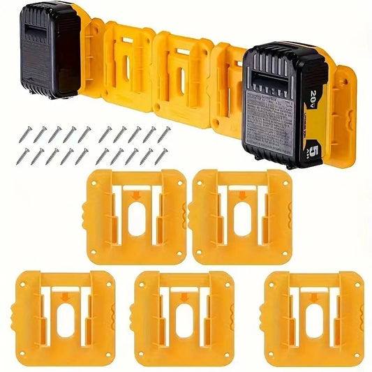 Yellow 5 Pack Battery Mount Holder for Dewalt 18V 20V 60V