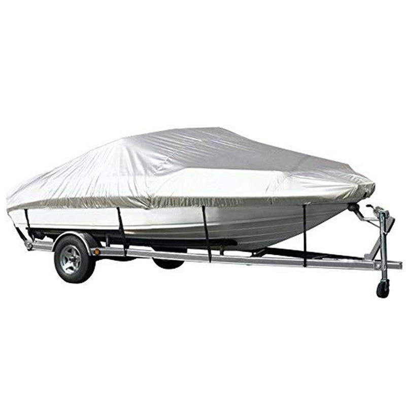Grey Heavy Duty Waterproof Tarp Covers with Storage Bag, Fits V-Hull, Fish&Ski