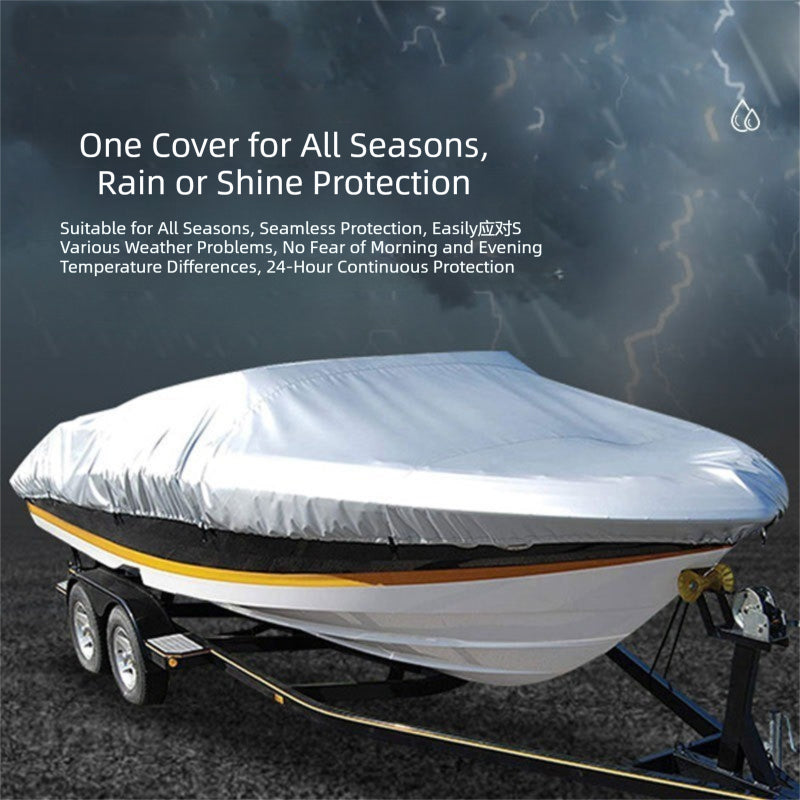 Grey Heavy Duty Waterproof Tarp Covers with Storage Bag, Fits V-Hull, Fish&Ski