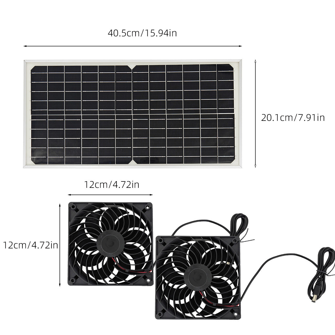 Solar Panel Fan Kit – 16W Monocrystalline Solar Powered
