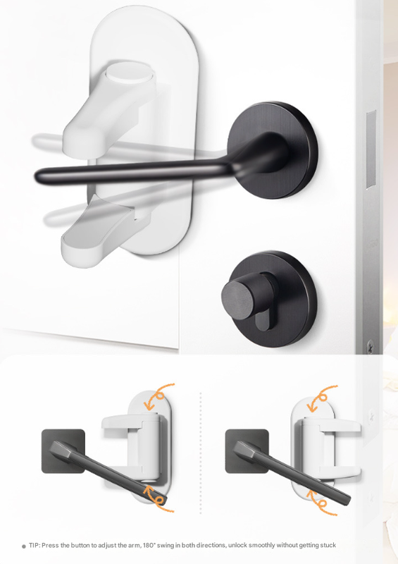 2-Pack White Child Safety Door Lever Lock - No-Drill Door Handle Lock
