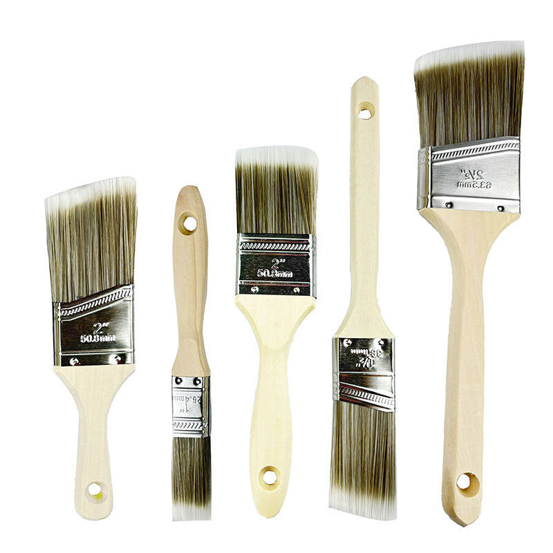 Professional 5-Piece Paint Brush Set - Includes Angled & Flat Brushes