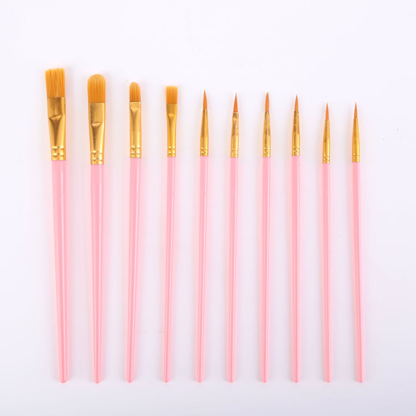 Pink Versatile 10-Piece Artist Paint Brush Set (10 Sets Included)