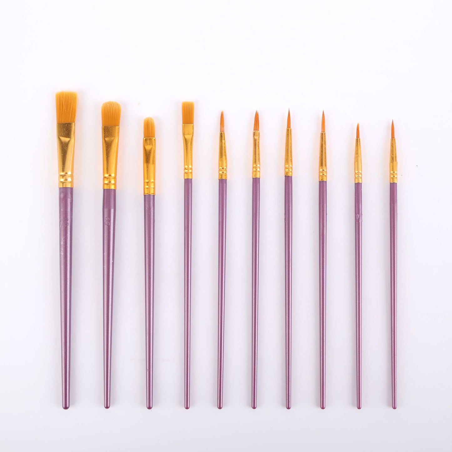Purple Versatile 10-Piece Artist Paint Brush Set (10 Sets Included)