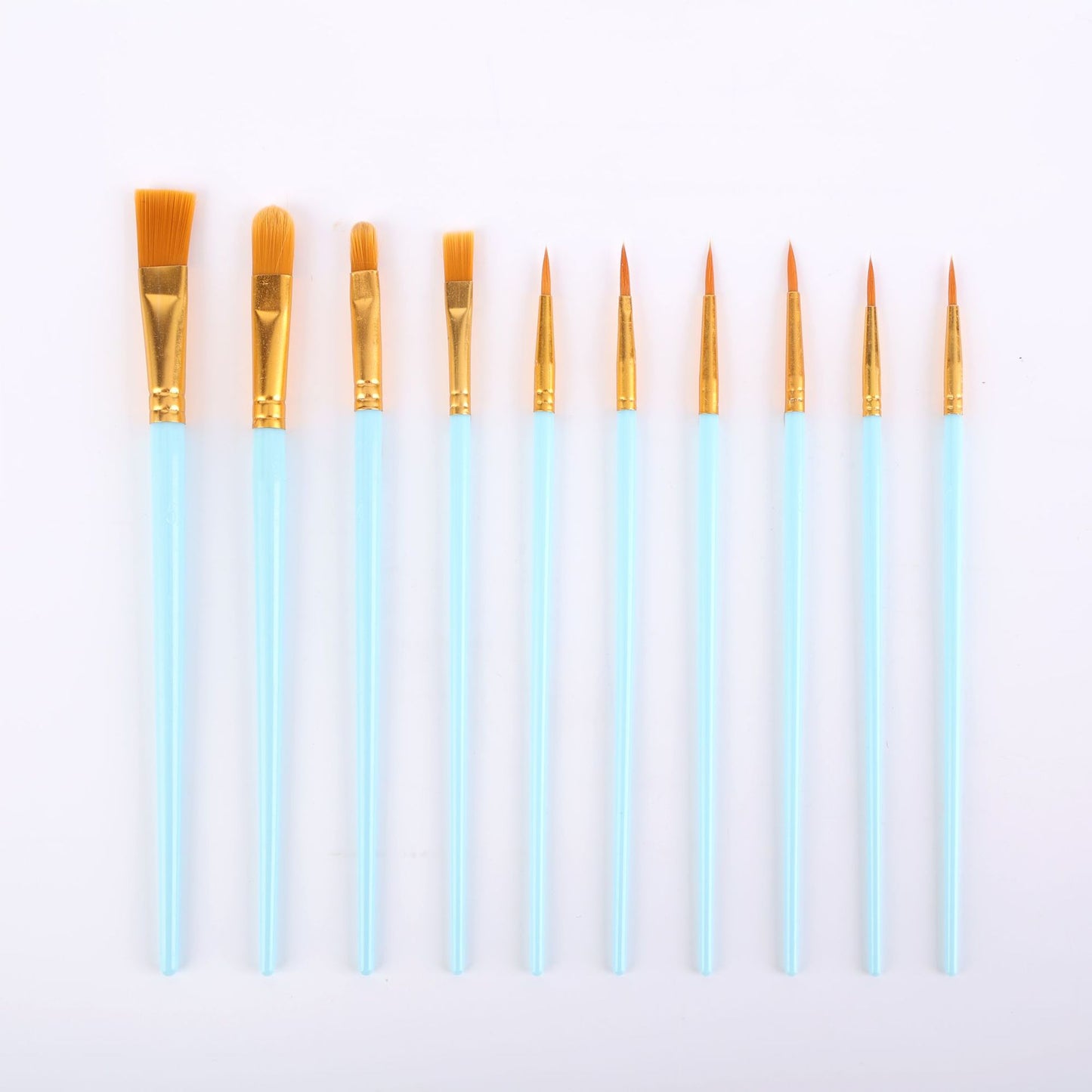 Blue Versatile 10-Piece Artist Paint Brush Set (10 Sets Included)