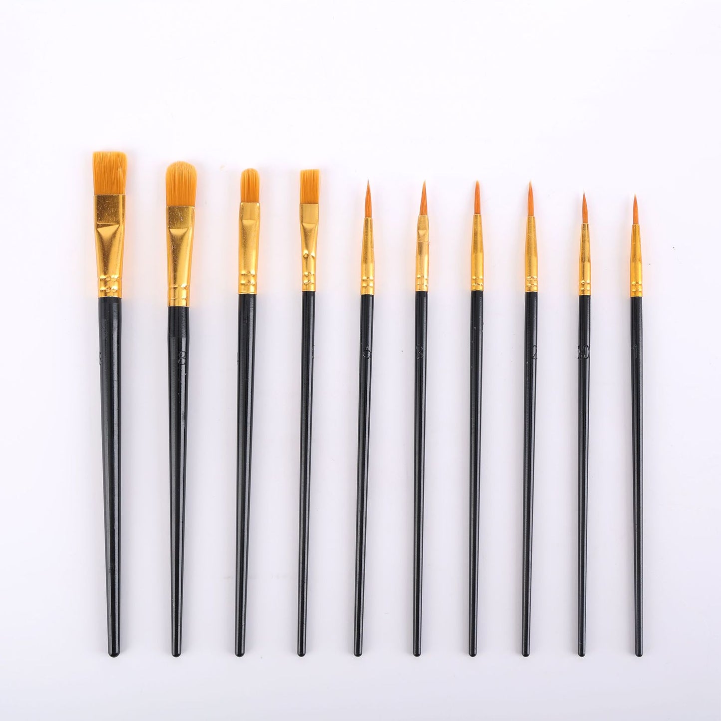 Black Versatile 10-Piece Artist Paint Brush Set (10 Sets Included)