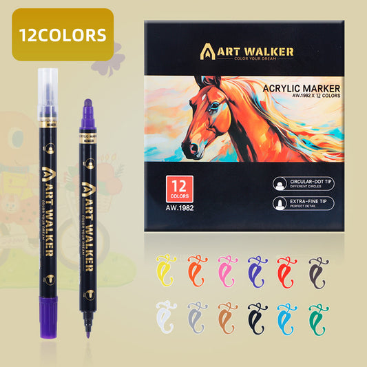 2PCS 12-Colour Dual Tip Acrylic Paint Pens - Quick-Dry Waterproof