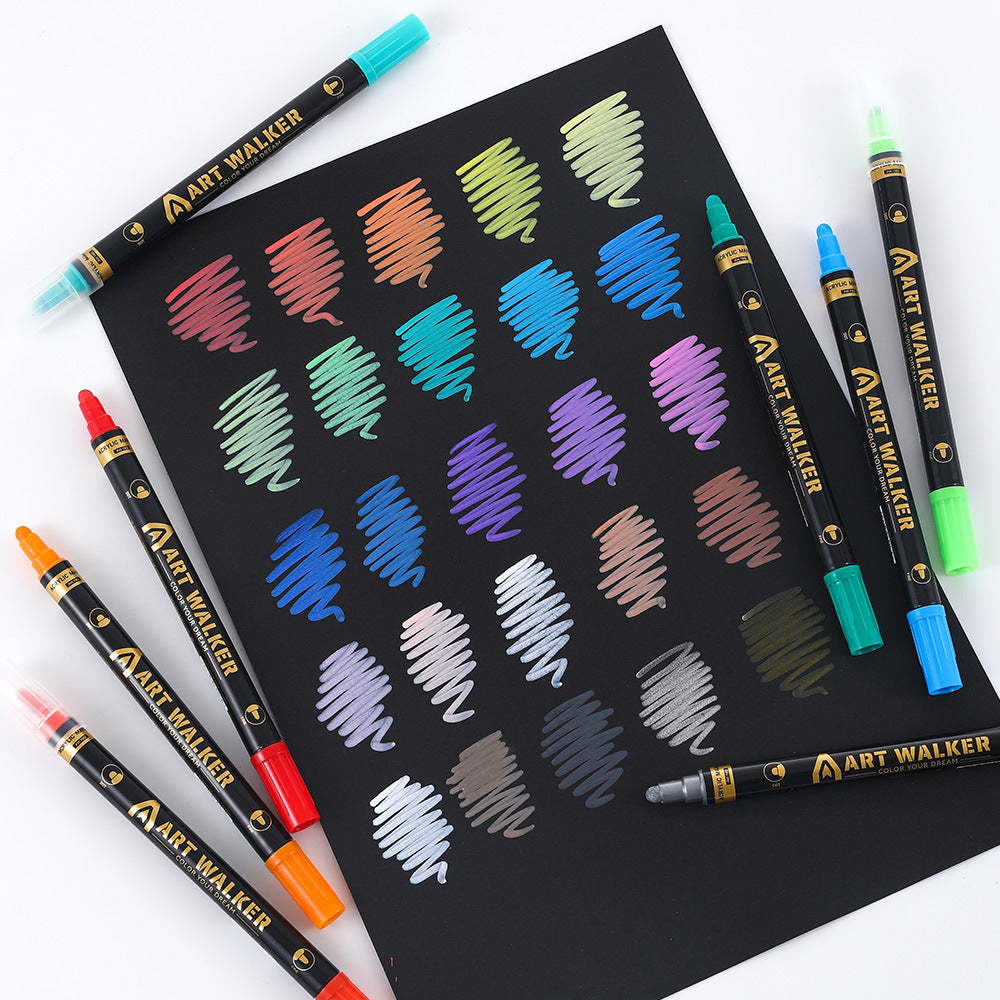 2PCS 12-Colour Dual Tip Acrylic Paint Pens - Quick-Dry Waterproof