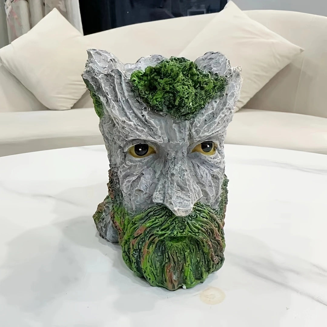 Bearded Old Man Resin Tree Stump Old Man Head Planter
