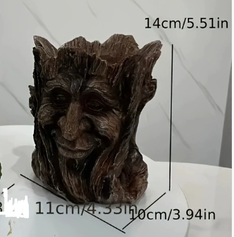 Resin Tree Stump Old Man Head Planter