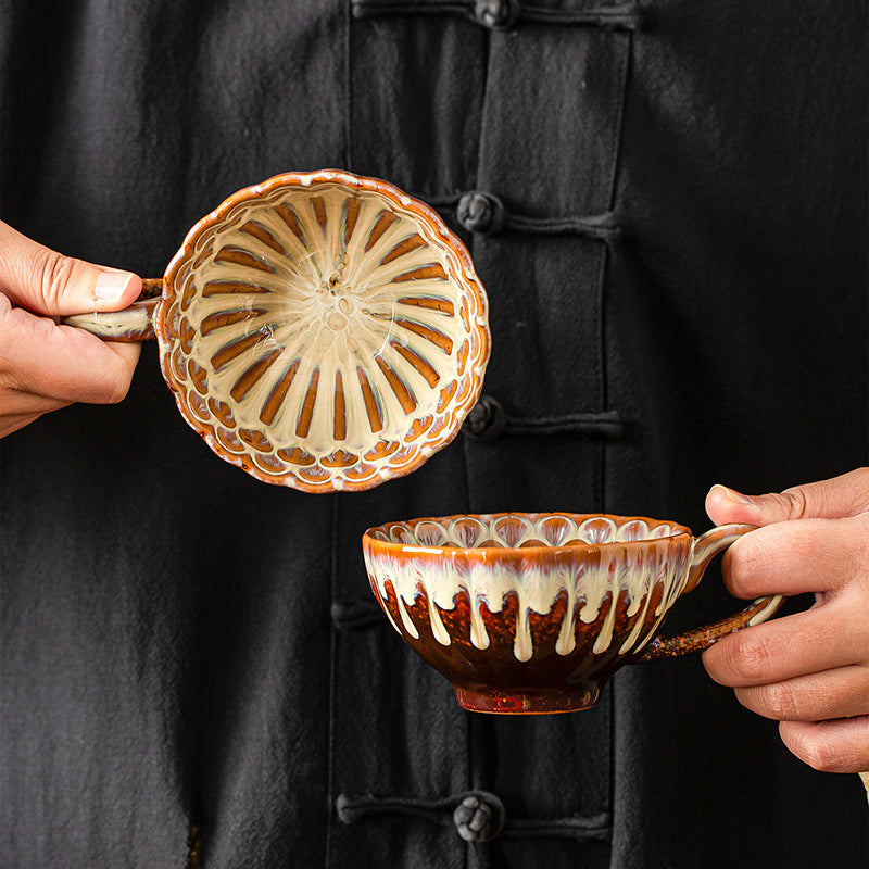 Beige-brown Creative Retro Kiln-Glazed Ceramic Cup