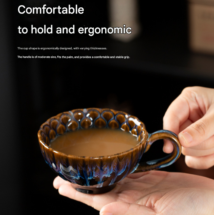 Beige-brown Creative Retro Kiln-Glazed Ceramic Cup