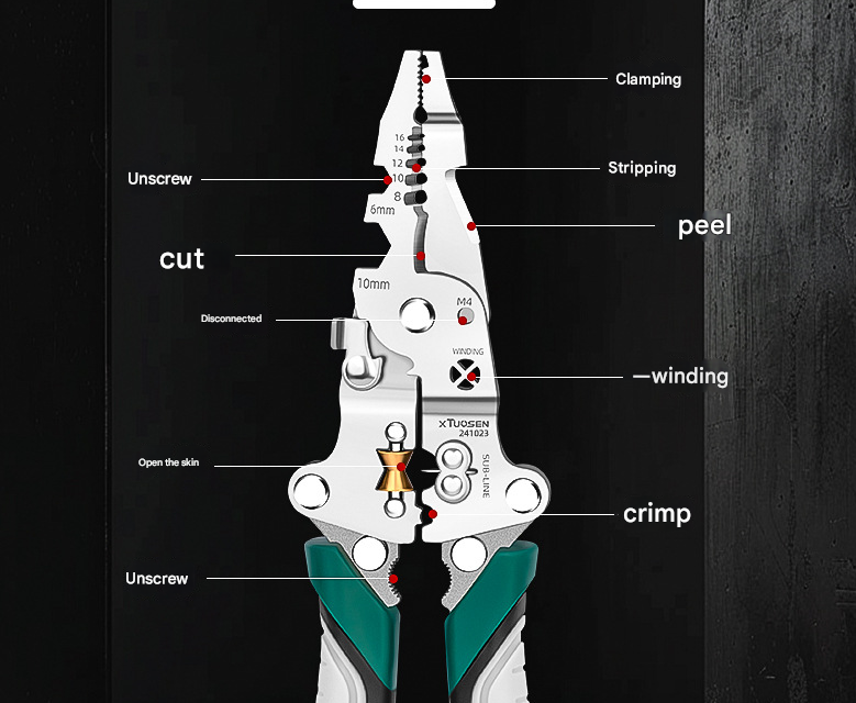 Multi-Function Wire Stripper and Crimper Pliers 210mm All-in-One Electrical Tool