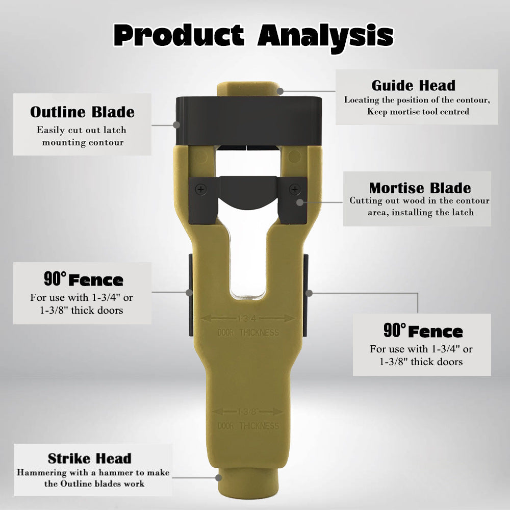 Door Latch Mortise Tool 25mm - Precision Woodworking Jig for Lock Faceplate Installation