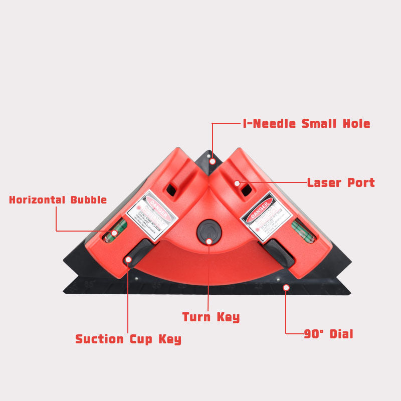 Yellow 90 Degree Laser Square Level Tool - Right Angle Line Projector for Tiling & Flooring