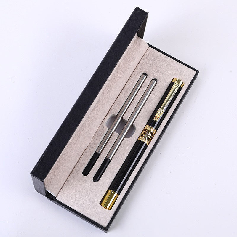 Black Two-piece Set Luxury Retro Dragon Head Signature Pen Gift Set