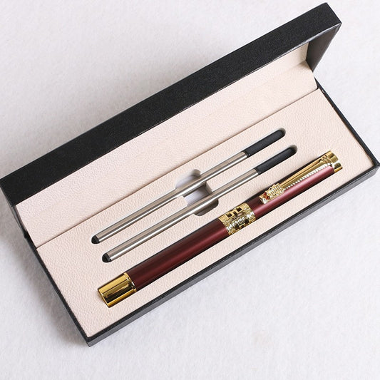 Red Two-piece Set Luxury Retro Dragon Head Signature Pen Gift Set