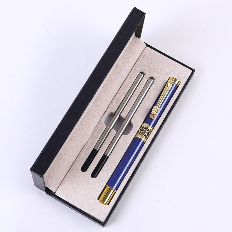 Dark Blue Two-piece Set Luxury Retro Dragon Head Signature Pen Gift Set