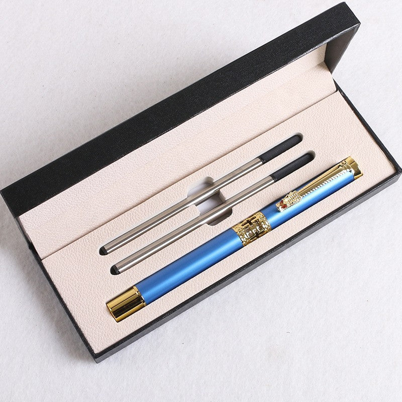 Light Blue Two-piece Set Luxury Retro Dragon Head Signature Pen Gift Set