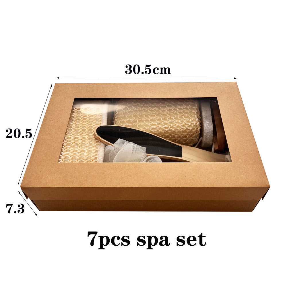 7pcs Natural Spa Bath Gift Set - Includes Body Brush etc.