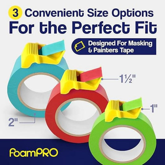 15 Pack Masking Tape Cutter Set (5 x 3 Sizes) Compact Clip-On Dispenser for 1", 1.5" & 2"