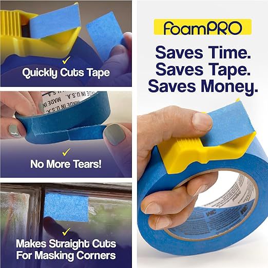 15 Pack Masking Tape Cutter Set (5 x 3 Sizes) Compact Clip-On Dispenser for 1", 1.5" & 2"