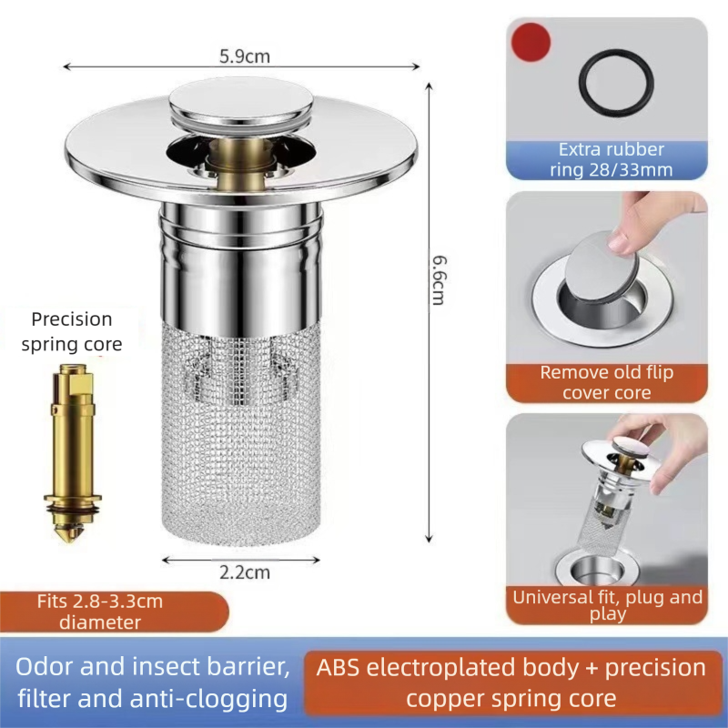 2-Pack Pop-Up Sink Stopper with Hair Catcher – Small