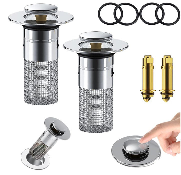 2-Pack Pop-Up Sink Stopper with Hair Catcher – Small