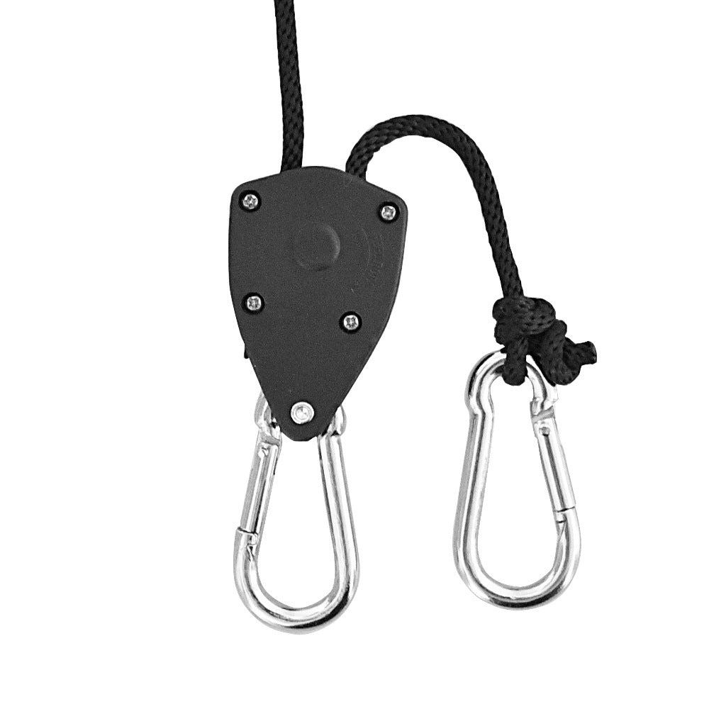 4-Pack 2M Heavy Duty Grow Light Hanger Rope Ratchet - All Black