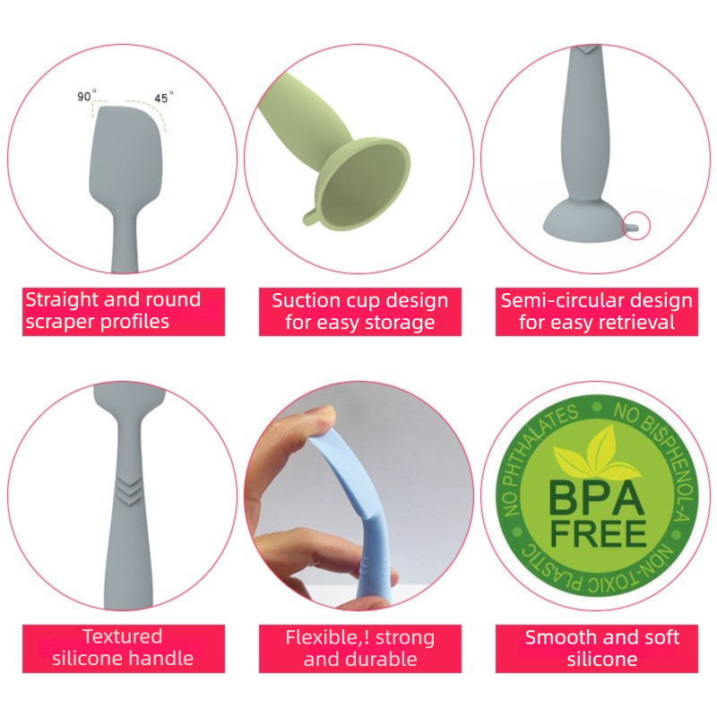 4-Pack Grey Small Silicone Ointment Applicator Spatulas
