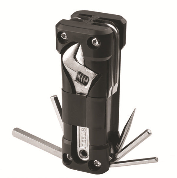 Black Compact 16-in-1 Bicycle & Motorcycle Repair Multi-Tool